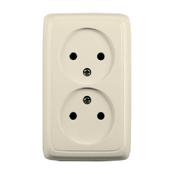 Розетка о/у Alfa РА16-143-01, 2 гнезда, б/з, слоновая кость