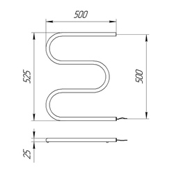 Полотенцесушитель электрический М-образный, 39 Вт, 500х500 мм