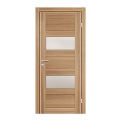 Полотно дверное OLOVI Аризона2 экошпон Дуб Золотистый М9 со стеклом с притвором с замком