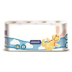 Бумага туалетная, 2-х слойная (8 рулонов)