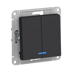 Выключатель с/у Atlasdesign ATN001053, 2 клавиши, с/инд, карбон