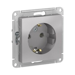 Розетка с/у Atlasdesign ATN000343, 1 гнездо, с/з, алюминий