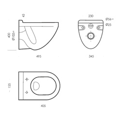 Унитаз Sanita Luxe Аттика Black DM, горизонт. выпуск, 495х345х400 мм