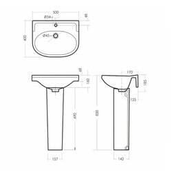 Раковина Sanita Комфорт, 500х400х185 мм