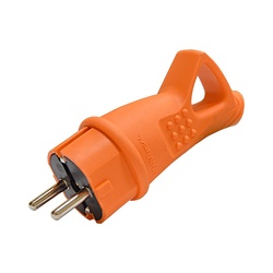 Вилка угловая с ушком 2Р+РЕ, 16А, 230В, IP44, каучук, оранжевая