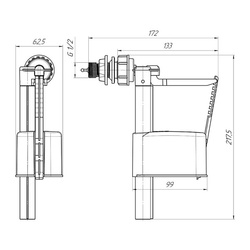 Арматура для бачка унитаза Ани Пласт WC4050, шток, боковой подвод