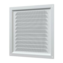Решетка Era МЭ 200х200 мм, с москит. сеткой, металл белая
