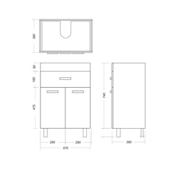 Тумба для ванной комнаты Sanita Luxe Fest 60, 575х385х840 мм