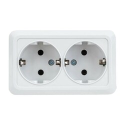 Розетка о/у Ладога SQ1801-0019, 2 гнезда, с/з, белая