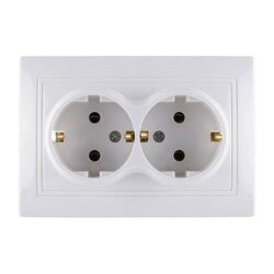Розетка с/у Таймыр SQ1814-0014, 2 гнезда, с/з, белая
