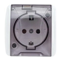 Розетка о/у Селигер SQ1818-0007, 1 гнездо, с/з и крышкой, IP54, белая